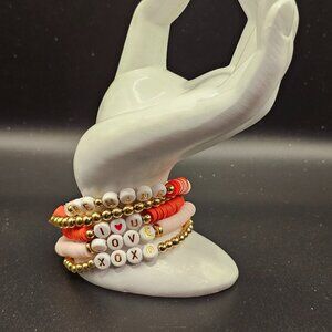 Sweetheart Stack – 5 Pc Handmade Valentine Bracelet Set